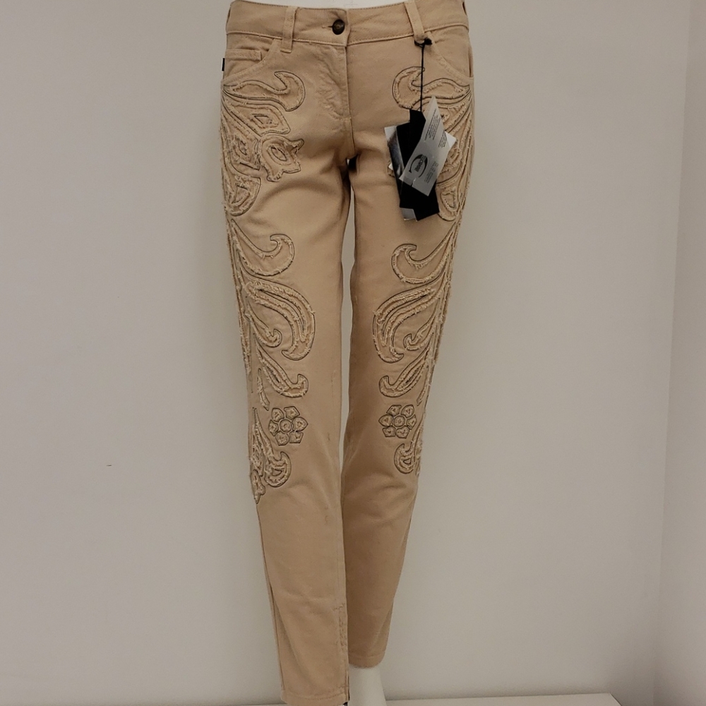 NWT! Justcavalli Embroidered Low Waist Ankle Jeans